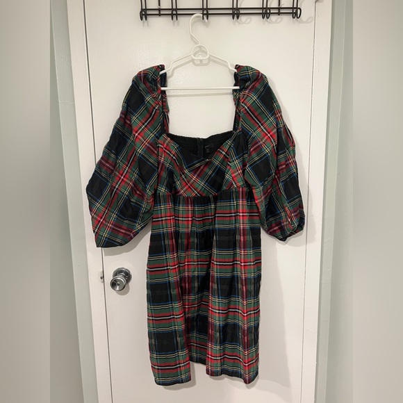 Jcrew Puff-sleeve mini dress in Stewart tartan - Picture 2 of 4